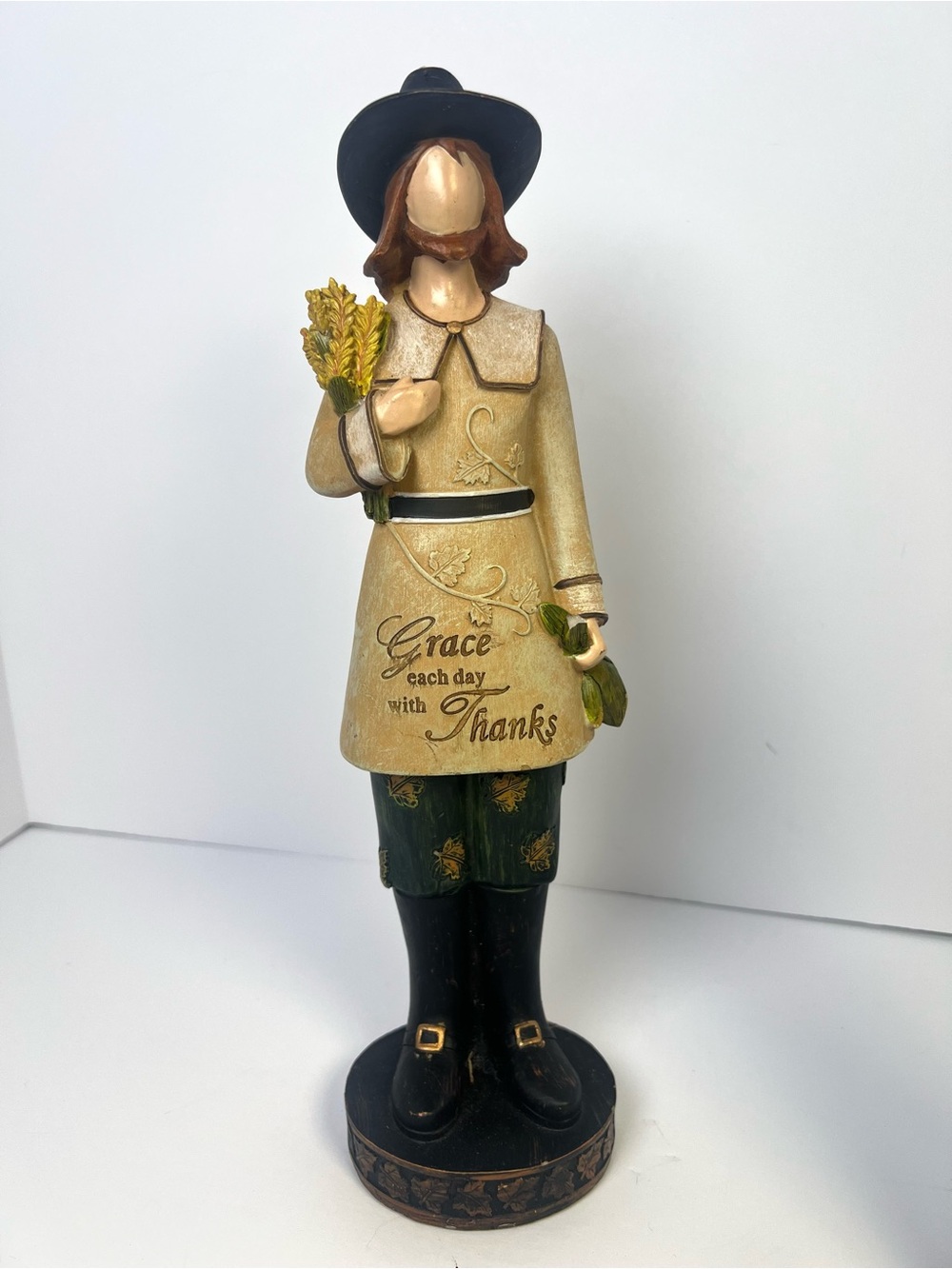 Pilgrim & Harvest Figurine Thanksgiving Decor Set of 2 Hobby Lobby Vintage Decor - Picture 2 of 13
